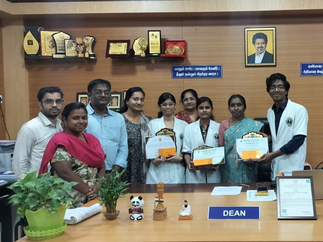 Pharmacology quiz team with the Dean, Government Medical College Tiruppur